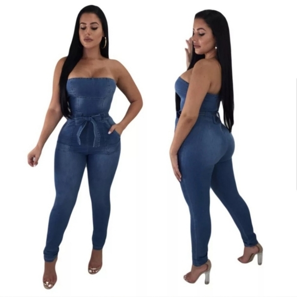 Women Jean Jumpsuit Size L Brand New - Picture 3 of 4